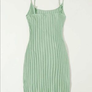 Cute ribbed green mini dress